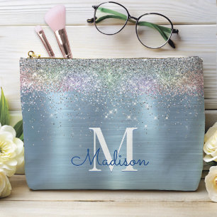 Pochette À Accessoires Monographie de la parties scintillant bleue glace