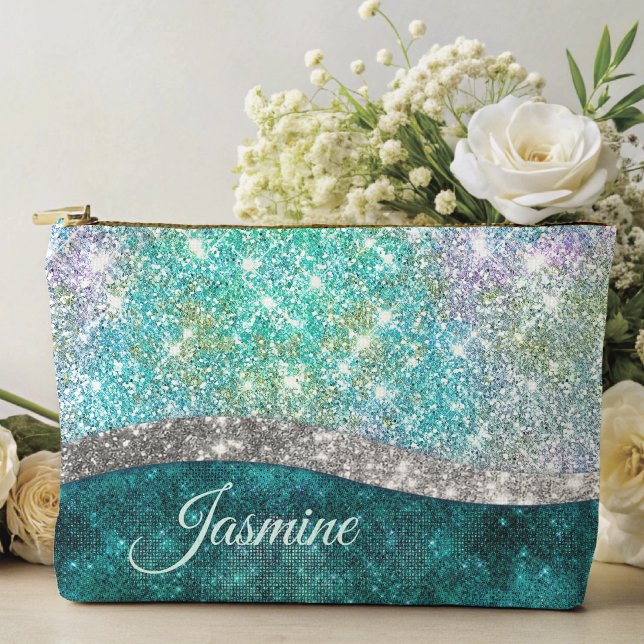 Pochette À Accessoires Monographie de parties scintillant irisé (Créateur téléchargé)