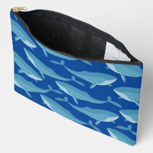 Pochette À Accessoires Morceau de baleines nager bleu foncé