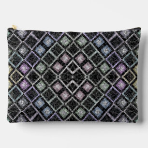 Pochette À Accessoires Mosaïque Mandala Pastel avec Treillis Argenté