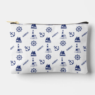 Pochette À Accessoires Motif 2Way Illustrator Blanc+Bleu Marine