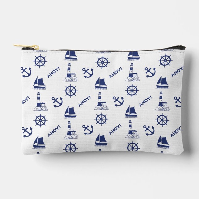Pochette À Accessoires Motif 2Way Illustrator Blanc+Bleu Marine (Recto)