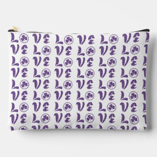 Pochette À Accessoires Motif à carreaux Love Shamrock Violet Gris Tartan