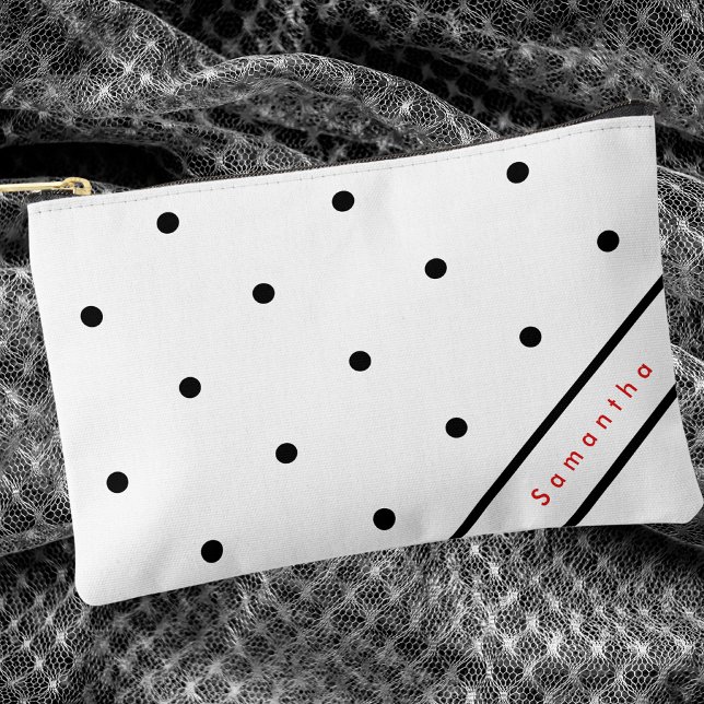 Pochette À Accessoires Motif à pois noir simple moderne (Créateur téléchargé)