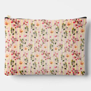 Pochette À Accessoires Motif à rayures florales rose pâle