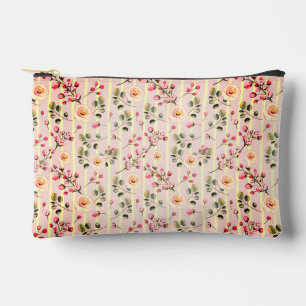 Pochette À Accessoires Motif à rayures florales rose pâle