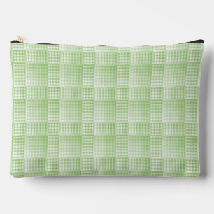 Pochette À Accessoires Motif Abstrait à Damier Vert Blanc Grand