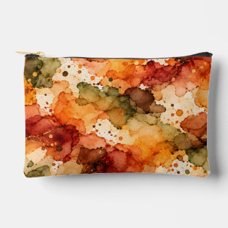 Pochette À Accessoires Motif Abstrait à l'Encre Alcoolique d'Automne