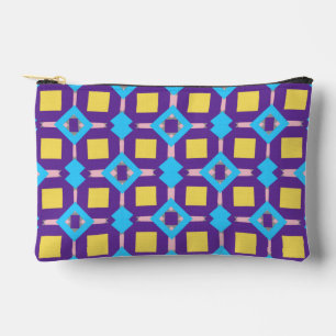 Pochette À Accessoires Motif abstrait bleu et jaune avec des carrés