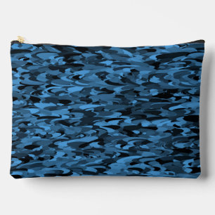 Pochette À Accessoires Motif Abstrait Bleu Noir Grand
