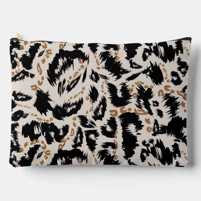 Pochette À Accessoires Motif abstrait de léopard africain bohème  (Recto)