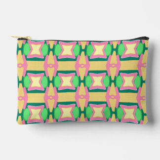 Pochette À Accessoires Motif Abstrait Pastel Vert Jaune et Rose Acce