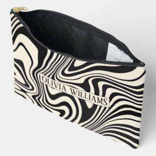 Pochette À Accessoires Motif Abstrait Retro Black Swirl