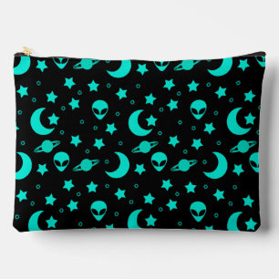 Pochette À Accessoires Motif Alien turquoise avec étoiles et lunes