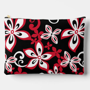 POCHETTE À ACCESSOIRES MOTIF ALOHA HAWAII EN NOIR/ROUGE