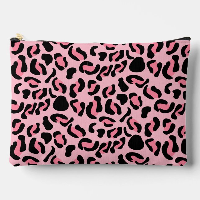 Pochette À Accessoires Motif animal léopard rose moderne (Recto)