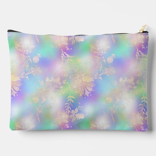 Pochette À Accessoires Motif arc-en-ciel dégradant et or fleuri (Verso)