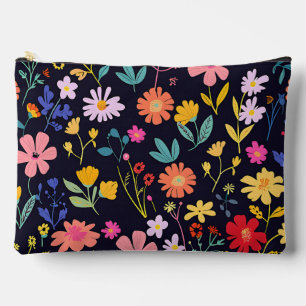 Pochette À Accessoires Motif bohémien floral coloré et fantaisiste foncé