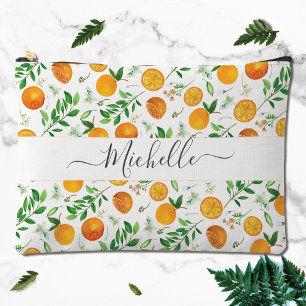 Pochette À Accessoires Motif botanique floral d'été citrus orange