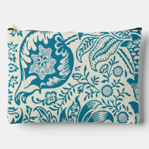 Pochette À Accessoires Motif botanique indien en sarcelle et beige