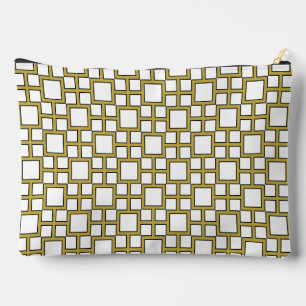 Pochette À Accessoires Motif Carré moderne or sur blanc