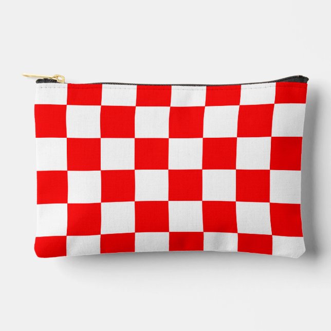 Pochette À Accessoires Motif chèque À damiers blanc rouge (Recto)