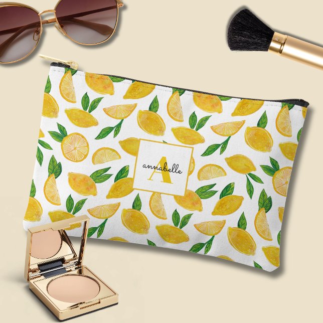 Pochette À Accessoires Motif Citron Agrumes (Lemon pattern accessory pouch)