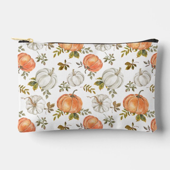 Pochette À Accessoires Motif Citrouille d'aquarelle d'automne (Recto)