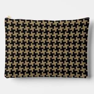 Pochette À Accessoires Motif Classique Clous Tête Dorée Marron Et Noir