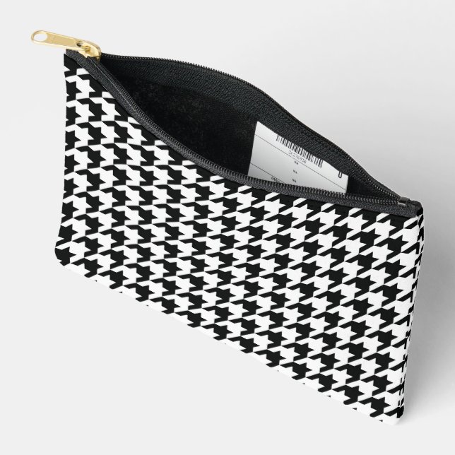 Pochette À Accessoires Motif classique en Houndstooth : Noir & Blanc Vint (Ouvrir)