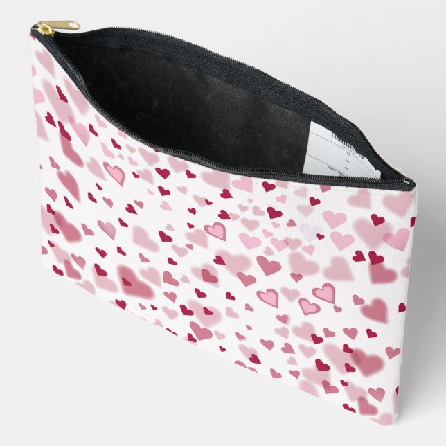 Pochette À Accessoires Motif Cœurs Adorables Rose (Ouvrir)