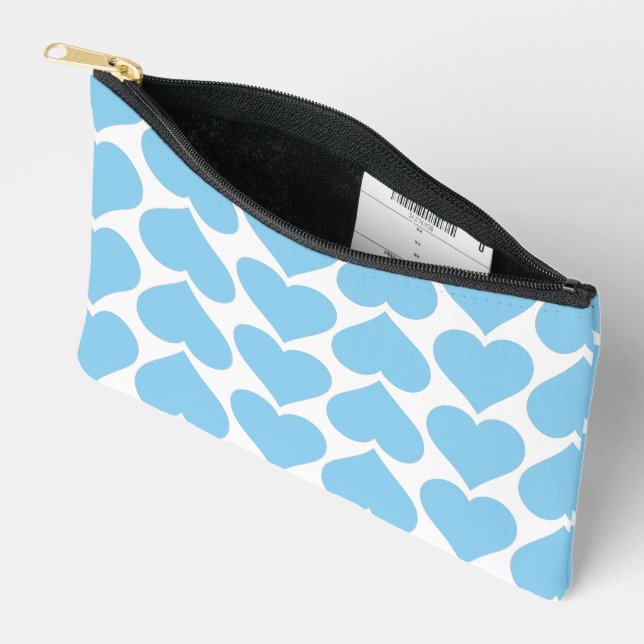 Pochette À Accessoires Motif Cœurs Bleus, Romantique, Amour (Ouvrir)