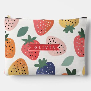 Pochette À Accessoires Motif Coloré Personnalisé de Fraise d'Été