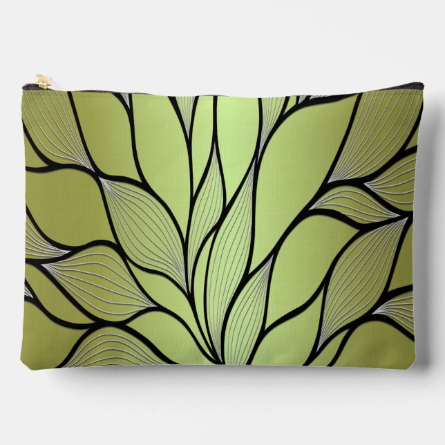 Pochette À Accessoires Motif Créatif Vert Olive  (Recto)