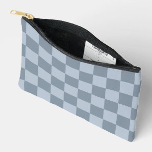 Pochette À Accessoires Motif damier bleu poudre minimaliste