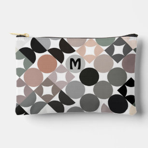 Pochette À Accessoires Motif d'art abstrait personnalisé beige gris noir