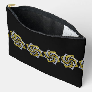 Pochette À Accessoires Motif de broderie étoile géométrique or et argent