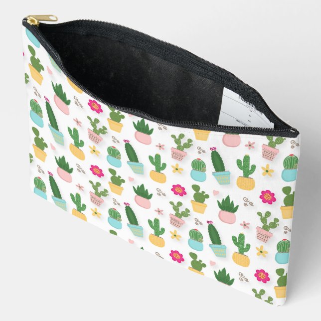 Pochette À Accessoires Motif de cactus  (Ouvrir)