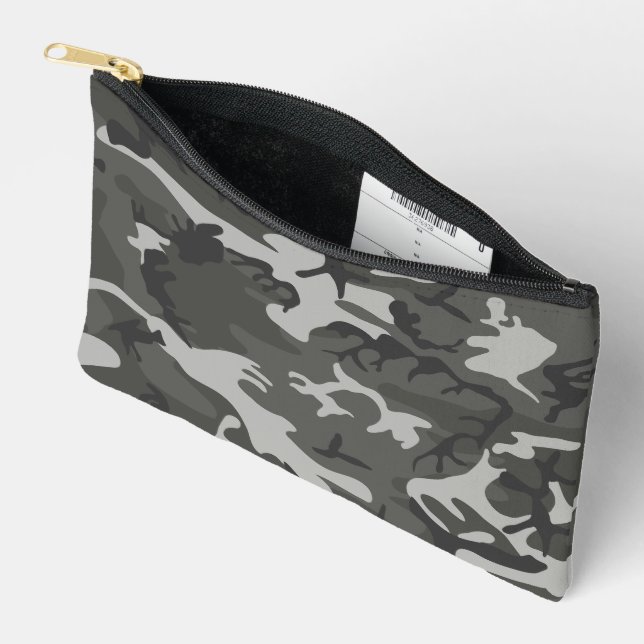 Pochette À Accessoires Motif de Camouflage gris, Motif militaire, Armée (Ouvrir)