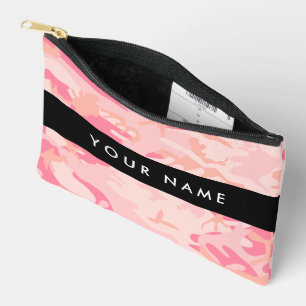 Pochette À Accessoires Motif de camouflage rose, Votre nom, Personnaliser