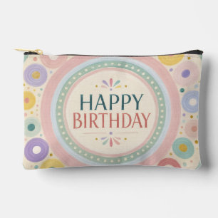 Pochette À Accessoires Motif de cercle rétro coloré d'anniversaire