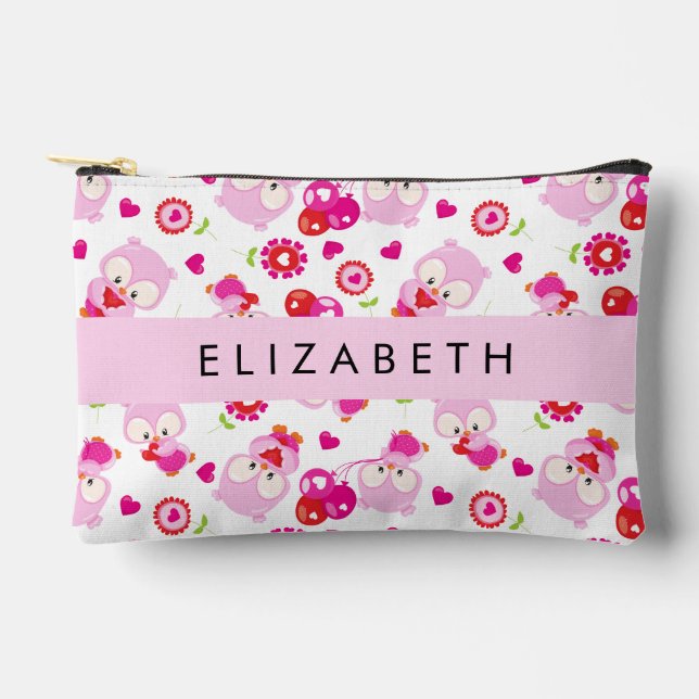 Pochette À Accessoires Motif De Chouettes, Chouettes Mignonnes, Chouettes (Recto)