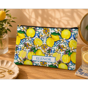 Pochette À Accessoires Motif de citron d'agrumes méditerranéen