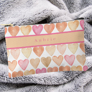 Pochette À Accessoires Motif de cœur à l'aquarelle moderne Typographie si