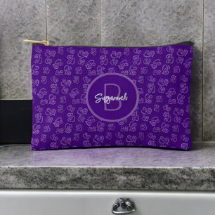 Pochette À Accessoires Motif de coeur violet lié sur foncé violet personn