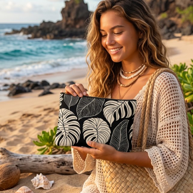 Pochette À Accessoires Motif de feuilles d'impression hawaïenne moderne (island vibes)