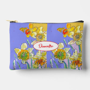 Pochette À Accessoires Motif de fleur de jonquille jaune aquarelle pour f