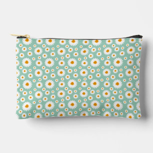 Pochette À Accessoires Motif de fleur de marguerite mignonne sur un bleu