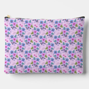 Pochette À Accessoires Motif de fleurs roses bleues violettes florales-36