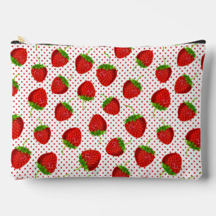 Pochette À Accessoires Motif de fraises et de points rouges